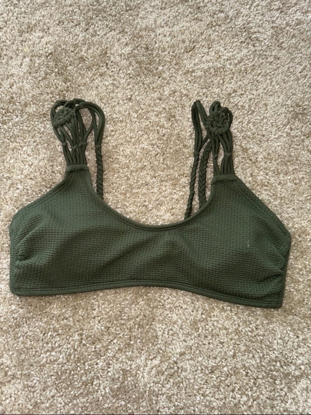 Xhilaration (Target) Olive Green Textured Bikini Bralette with Braided Straps